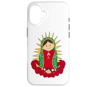 Santa María de Guadalupe Cartoon Reina del Cielo Floral Coque pour iPhone 16