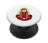 Santa María de Guadalupe Cartoon Reina del Cielo Floral PopSockets PopGrip Adhésif