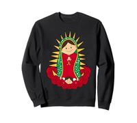Santa María de Guadalupe Cartoon Reina del Cielo Floral Sweatshirt