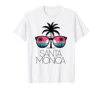 Santa Monica California, Lunettes de Soleil Cool Coucher de Soleil Palmiers T-Shirt