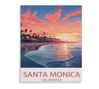 Santa Monica California Poster Vintage de Voyage，Puzzle 1000 Pièces Puzzle en Papier d'impression Haute Définition Défiez Le Problème Stimuler La Créativité Jeu Interactif（38x26cm）-D14