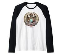 Santa Muerte Style Tatouage avec Globe terrestre Santa Muerte Manche Raglan