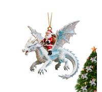 Santa Ornaments - 2d Santa Riding a Flying Dragon Decor, Festive Christmas Tree Hanging Accent for Holiday Home Party, Lightweight Seasonal Embellishment with Print Design, Winter Decoration
