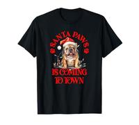 Santa Paws Arrive en Ville avec Christmas English Bulldog T-Shirt