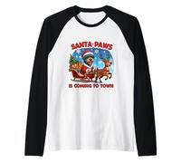 Santa Paws Arrive en Ville Christmas Cesky Terrier Dog Fun Manche Raglan
