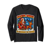 Santa Paws Arrive en Ville pour Noël | Basset Hound Dog Xmas Manche Longue