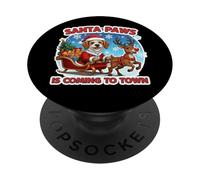 Santa Paws Coming Christmas Petit Basset Griffon Vendéen Chien PopSockets PopGrip Adhésif