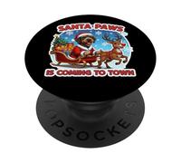 Santa Paws is Coming Griffon pointant à Poil Dur de Noël PopSockets PopGrip Adhésif
