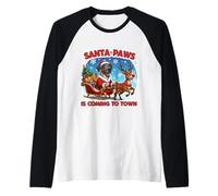 Santa Paws is Coming to Town Christmas Dogue Allemand propriétaire de Chien Manche Raglan