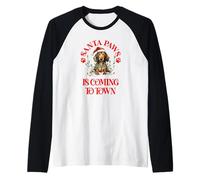 Santa Paws is Coming to Town with Christmas Teckel Manche Raglan