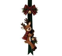 Santa Reindeer Door Bow, Vertical Christmas Entrance Hanger for Holiday | Festive Hanging Accent Creates A Cheerful Welcome At Entryways Doorways Patios Hallways Balconies Foyers Decks And Seasonal