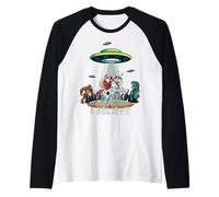 Santa Riding Unicorn Bigfoot Dino UFO Christmas Kids Boys Manche Raglan
