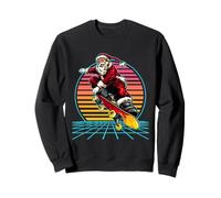 Santa Ridng Skateboarding Retro 80s Funny Christmas Xmas Sweatshirt