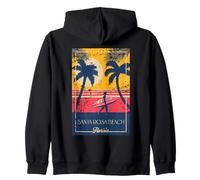 Santa Rosa Beach Florida Retro Surfer Beach Art Vieilli Sweat à Capuche