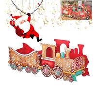 Santa’s Gift Train,Christmas Presents Trains,Whimsical Gingerbread Design, Gift & Candy Holder,Christmas Tree Train Set Gift Boxes, Family Decor,For Hold Presents (B color)