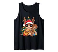 Santa Squirrel Playing Guitar Santa Hat Christmas Outdoor Débardeur
