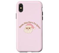 Santa Stop Here I'm Queer LGBTQ Holiday Festive Coque pour iPhone X/XS