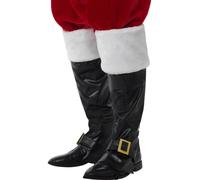 Santa sur-Chaussures Deluxe Noir Fourrue Haut Noël Hommes Accessoire Déguisement