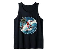 Santa Surf Beach Tropical Wave Board Noël en Juillet Débardeur
