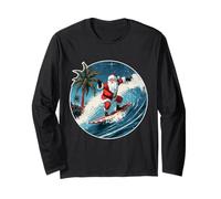 Santa Surf Beach Tropical Wave Board Noël en Juillet Manche Longue