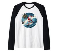 Santa Surf Beach Tropical Wave Board Noël en Juillet Manche Raglan