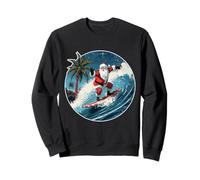 Santa Surf Beach Tropical Wave Board Noël en Juillet Sweatshirt