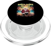Santa Surfs en juillet Santa Surfboard Beach Noël en juillet PopSockets PopGrip pour MagSafe
