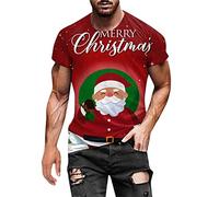 Santa T-shirt de Noël pour homme et femme avec inscription « Merry Christmas » - Tenue de Noël amusante - Famille - Pull de Noël surdimensionné - Manches courtes - T-shirt laid pour fête pajama, vert,