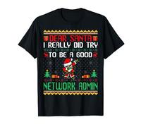 Santa Try to Be a Good Network Admin - Funny Christmas T-Shirt