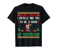 Santa Try to Be a Good QA Supervisor - Funny Christmas T-Shirt