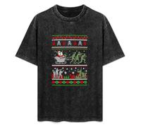 Santa Zombie Christmas Dead Walking Xmas Festive Men's T-Shirt Unisex Black Cotton Print Tee Shirts L