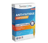SANTAROME Anti-Fatigue Ampoules - Ginseng Magnésium B12-10 Ampoules | Arginine, Tyrosine et Gelée royale - Aide à réduire la fatigue passagère - Idéal en cas de coup de mou - Fait en France