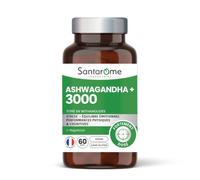 SANTAROME Ashwagandha 3000 Titré en Withanolides - Magnésium - 60 Gélules | Plante adaptogène fortement dosée - Soutient le système nerveux - Aide à gérer le stress du quotidien - Végan - France