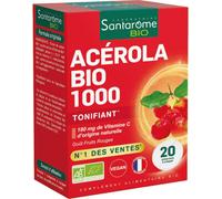 Santarome Bio Acérola 1000 Comprimés à croquer - Vitalité - Défenses immunitaires - Pharmacie en ligne LaSante.net x 20