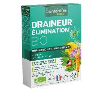 Santarome Bio - Draineur Elimination Complément alimentaire minceur Favorise la perte de poids Reine des près, Thé Vert, Chiendent Trio bourgeons 20 ampoules Végan Made In France, 200.0 millilitre