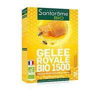 Santarome Bio - Gelée Royale Bio 1500 | Complément Alimentaire Immunité - Augmente les Défenses Immunitaires, Cure Revitalisante et Nutritive | A base de Gelée Royale Bio| 20 Ampoules| Made In France