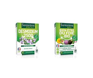 Santarome Bio - Pack Bien-Etre du Foie - 2 produits en gélules - Digestion et Protection du foie - Desmodium 2500, Bien-être du foie - Made In France - Végan