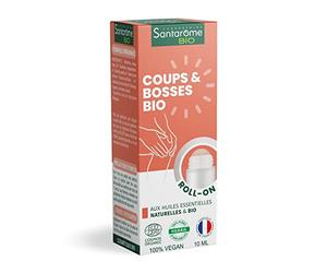 Santarome Bio - Roll on Coups & Bosses Bio - Soulage les douleurs après une chute ou un coup - Huiles Essentielles naturelles & Bio - Menthe Poivrée, Hélichryse, Gaulthérie - Made In France - 10 ml