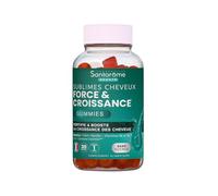 Santarome Bio - Sublimes Cheveux Force & Croissance - Complément alimentaire pousse cheveux - Prêle, Myrtille, Vitamines B6, B8, Zinc - 30 Gummies - Sans sucres - France