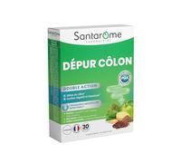 SANTAROME Dépur Côlon - Détox du Côlon - 30 Comprimés - Fabriqué en France | Chlorelle, psyllium et fibres de pomme - Carvi et menthe poivrée pour le confort digestif - Détox du côlon - Riche en fibres