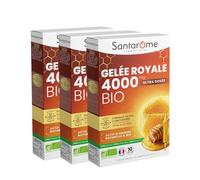 Santarome - Gelée Royale 4000mg Bio - Complément alimentaire immunité - Fortement dosé en Gelée Royale Bio 4000mg - Lot de 3 x 10 ampoules - Made In France