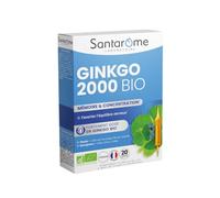 Santarome Bio - Complément alimentaire Ginkgo Bio 2000 - Mémoire & concentration - 20 ampoules