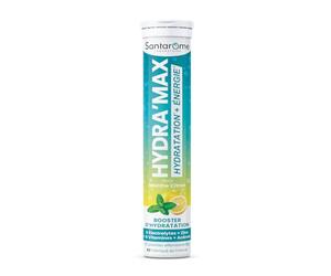 Santarome - Hydra'Max Menthe Citron - Pastilles d’Hydratation - Hydratation & Énergie - Électrolytes + Vitamines - Goût Menthe Citron - Arômes 100% Naturels - Sans Conservateurs ni Colorants