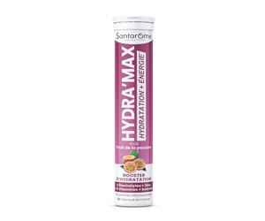 SANTAROME Hydra'Max Passion - Électrolytes + 8 Vitamines - 20 Pastilles | Enrichi en Acérola - Énergie + Hydratation - Idéal sport & quotidien - Réduit la fatigue - Goût Fruit de la passion - France