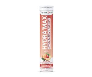 SANTAROME Hydra'Max Thé Pêche - Électrolytes + 8 Vitamines - 20 Pastilles | Enrichi en Acérola - Énergie + Hydratation - Idéal sport & quotidien - Réduit la fatigue - Goût Thé Pêche - France