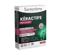 SANTAROME Kéractifs Anti-Chute - Biotine, Zinc, Prêle - 30 Comprimés | 14 actifs : Plantes + Zinc, Sélénium, Biotine, B6 + bourgeons - Prévient la chute des cheveux - 1 comprimé/jour - France
