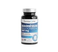 SANTAROME - Magnésium Bisglycinate 360 mg - Complément Alimentaire Fatigue & Stress - Haute Assimilation - Magnésium + Vitamines B3 B6 B9 - Vegan Sans Gluten - Fabriqué en France - 60 Gélules