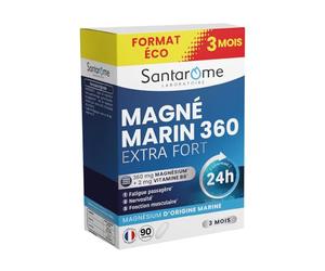 Santarome - Magnésium Marin 360 mg Extra Fort - Vitamine B6 - Fatigue, Stress, Nervosité - Libération Prolongée 24h - Format Eco - 90 Comprimés - Fabriqué en France
