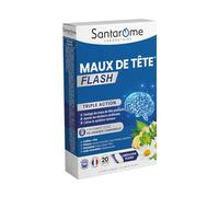 Santarome - Maux de Tête Flash - Triple Action - tête lourde - Grande Camomille fortement dosée - Libération Flash - Caféine, PEA - Complexe PGA : Plantes, huile essentielle & Bourgeons - 20 comprimés