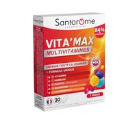 Santarome Phyto - Vita'max Multivitamines - 12 Vitamines & 7 Minéraux, Guarana - Complément alimentaire Tonus et Vitalité - 30 comprimés - France